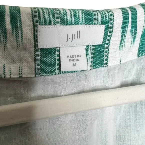 J. Jill Embroidered Cotton Ikat Dress Size Medium - Picture 8 of 10